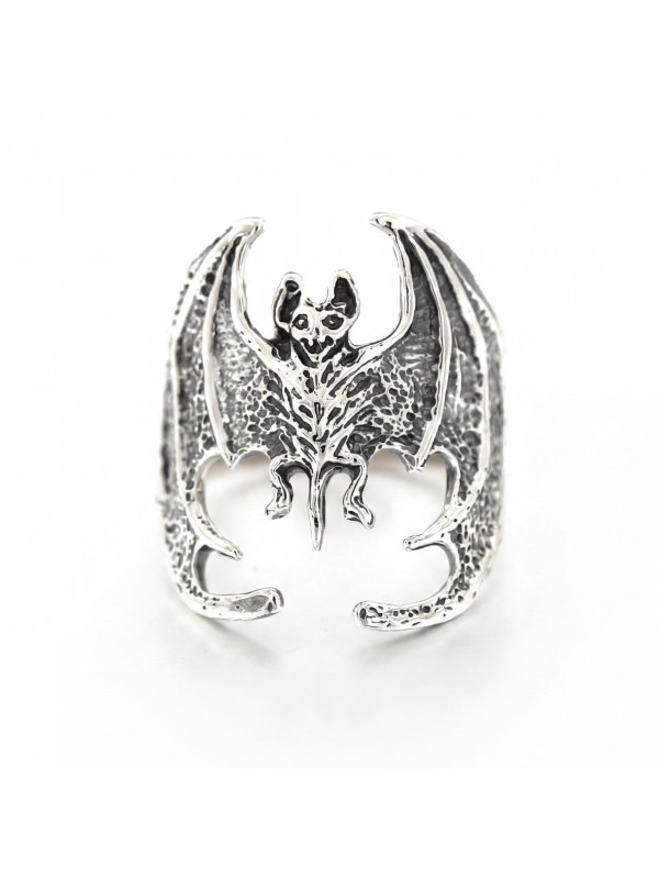 SILVER BAT RING BIKER-Ž-15