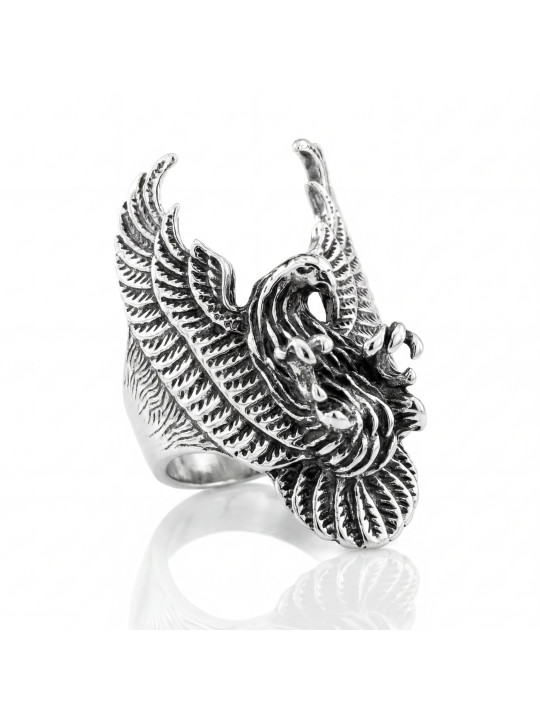 STERLING SILVER EAGLE RING BIKER-Ž-17 D21.5
