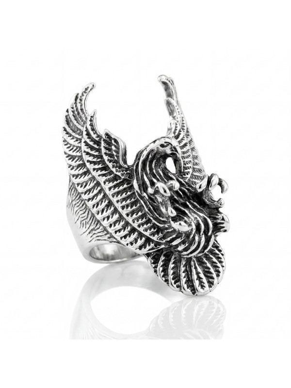 STERLING SILVER EAGLE RING BIKER-Ž-17 D21.5