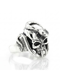 Silver Skull and Snake Ring BIKER-Ž-18