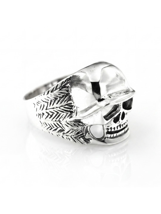 Sterling Silver Soldier Skull Ring BIKER-Ž-20