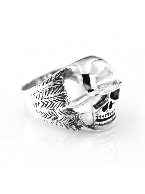 Sterling Silver Soldier Skull Ring BIKER-Ž-20