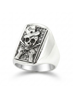 Sterling Silver Pirate Skull Ring BIKER-Ž-24 D22