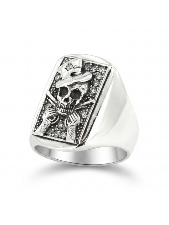 Sterling Silver Pirate Skull Ring BIKER-Ž-24 D22