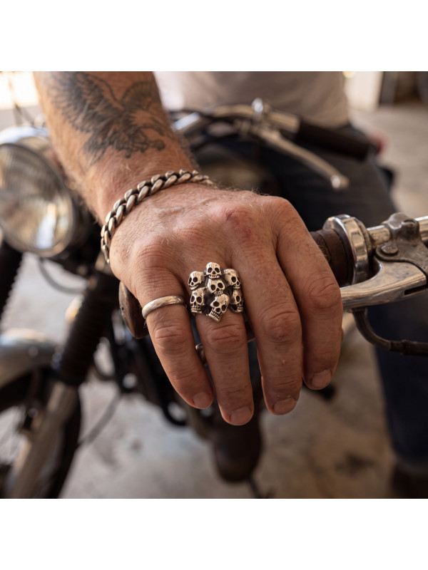 Silver Skull Ring BIKER-Ž-30 D21.5