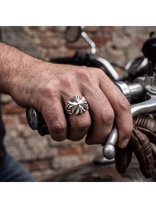 Silver Maltese Cross Ring BIKER-Ž-31