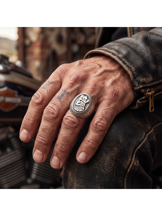 Silver King Mindaugas Ring BIKER-Ž-32