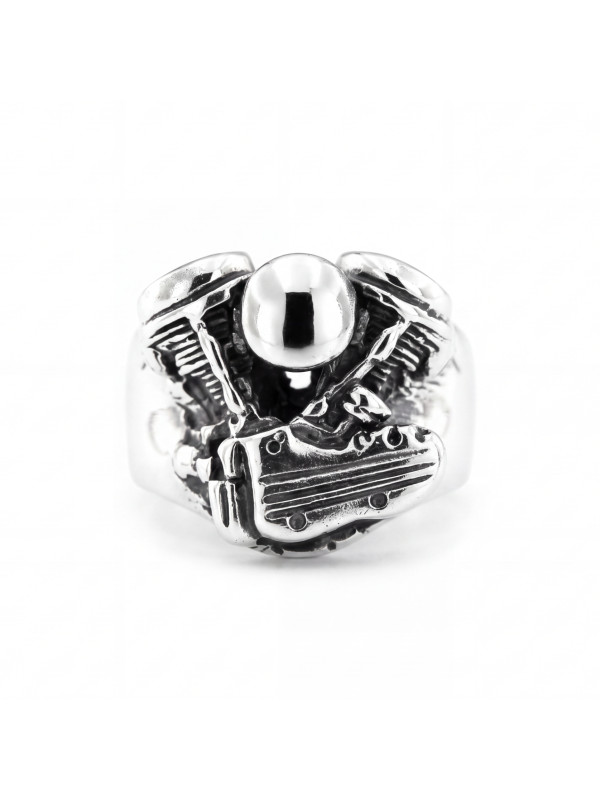 Blackened Silver Motorcycle Engine Ring BIKER-Ž-34