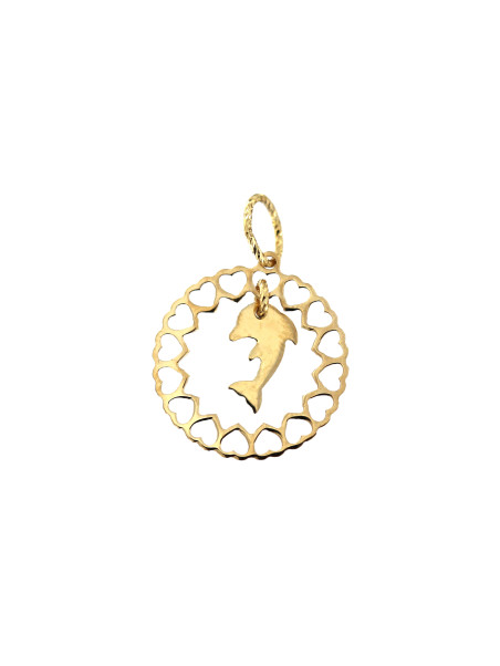 Yellow gold dolphin pendant AGG09-01
