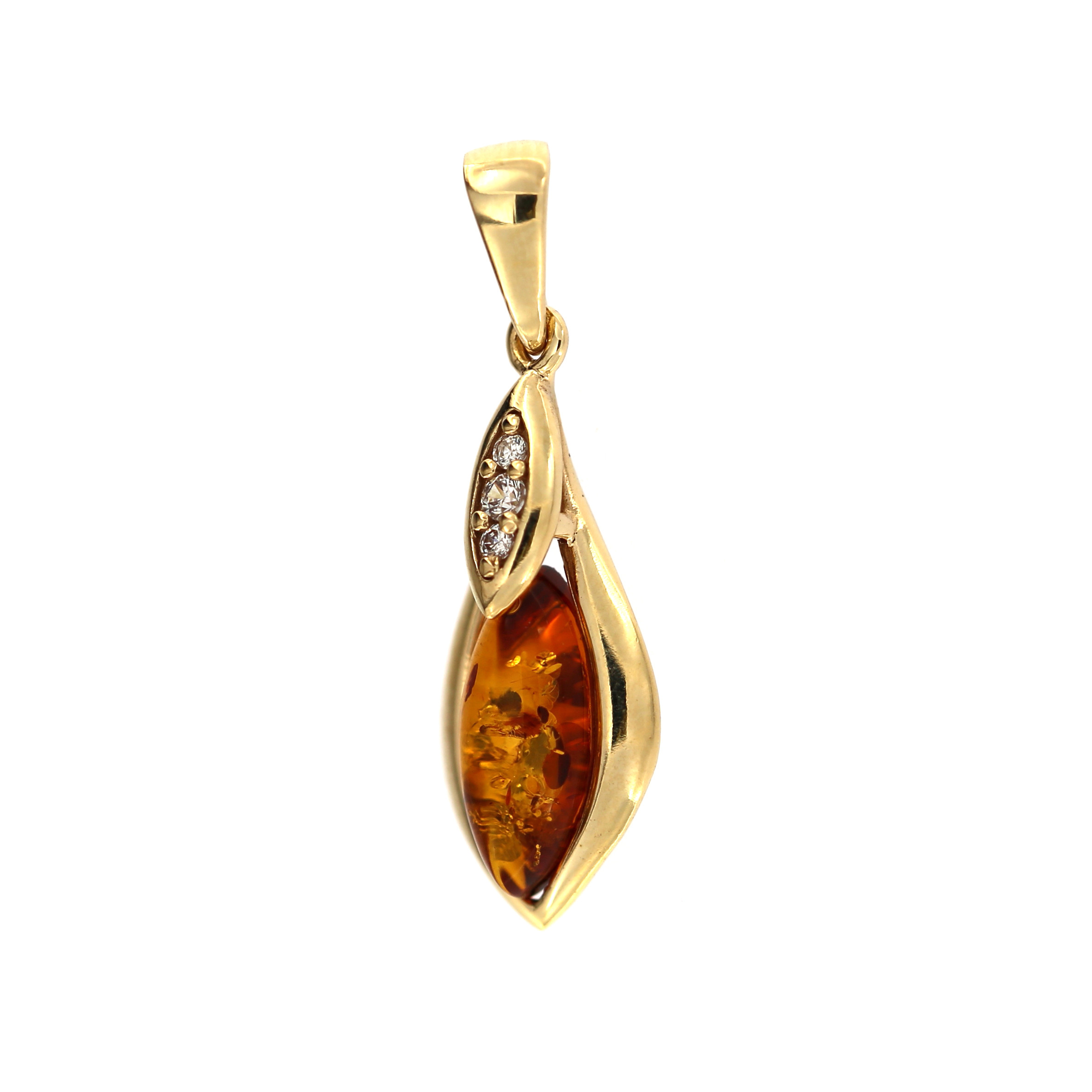 Yellow gold amber pendant AGAK-G01-05
