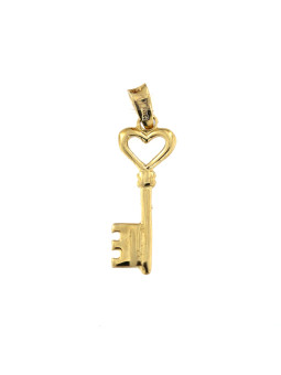 Yellow gold heart key pendant AGS01-22