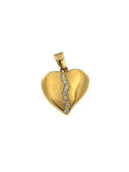 Geltono aukso pakabukas širdelė su cirkoniais AGS02-05