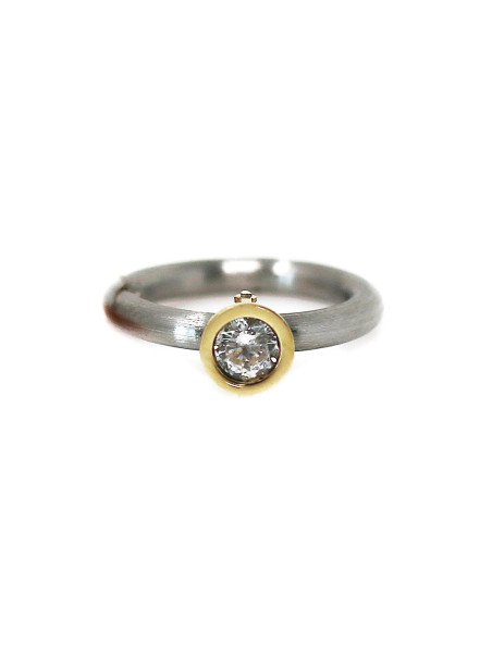 Stainless steel ring with gold ART-R13