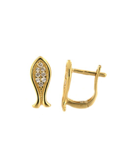 Yellow gold earrings with cz BGA03-01-05