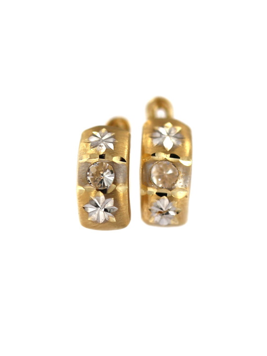 Yellow gold earrings with cz BGA03-04-01