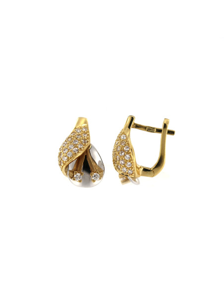 Yellow gold earrings with cz BGA03-08-01