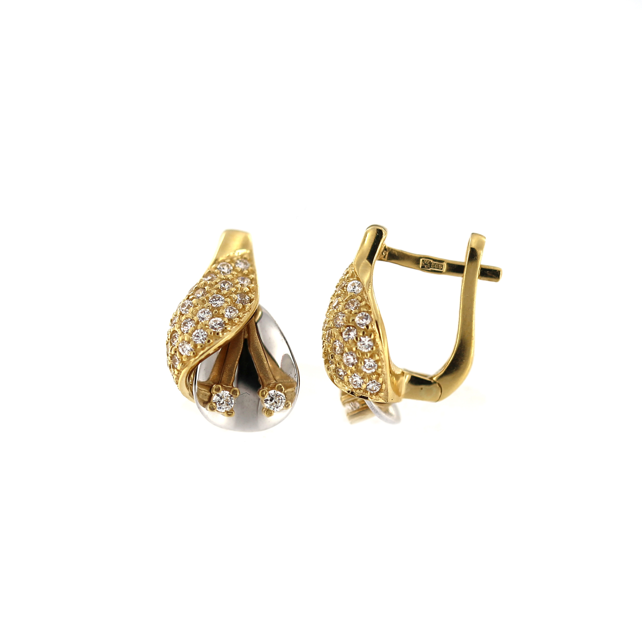 Yellow gold earrings with cz BGA03-08-01
