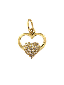 Geltono aukso pakabukas širdelė su cirkoniais AGS02-04-1