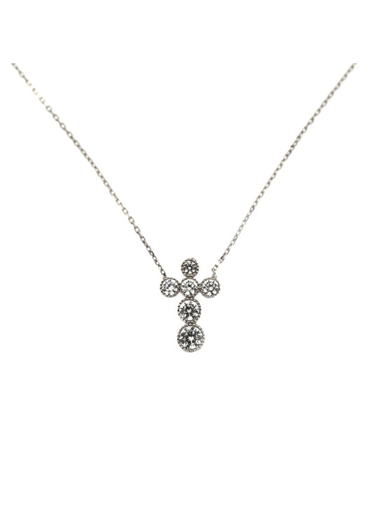 White gold cross pendant necklace CPB05-01