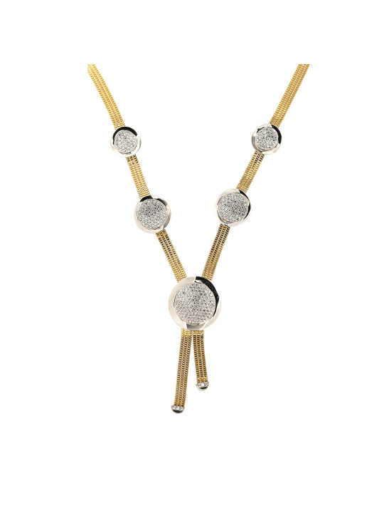 Yellow gold zirconia pendant necklace CPG15-02