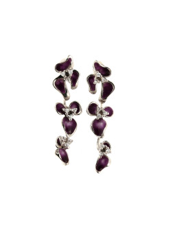 Balto aukso kabantys auskarai su cirkoniais ir emale BBV04-03-01