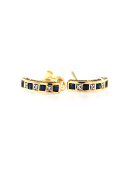 Yellow gold earrings with sapphires and diamonds BGBR04-01-01