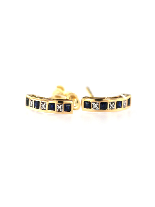 Yellow gold earrings with sapphires and diamonds BGBR04-01-01