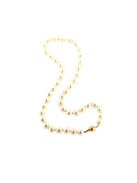 Yellow gold pearl strand necklace CPRLG02-01