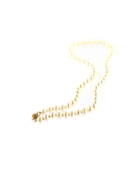 Yellow gold pearl strand necklace CPRLG02-02