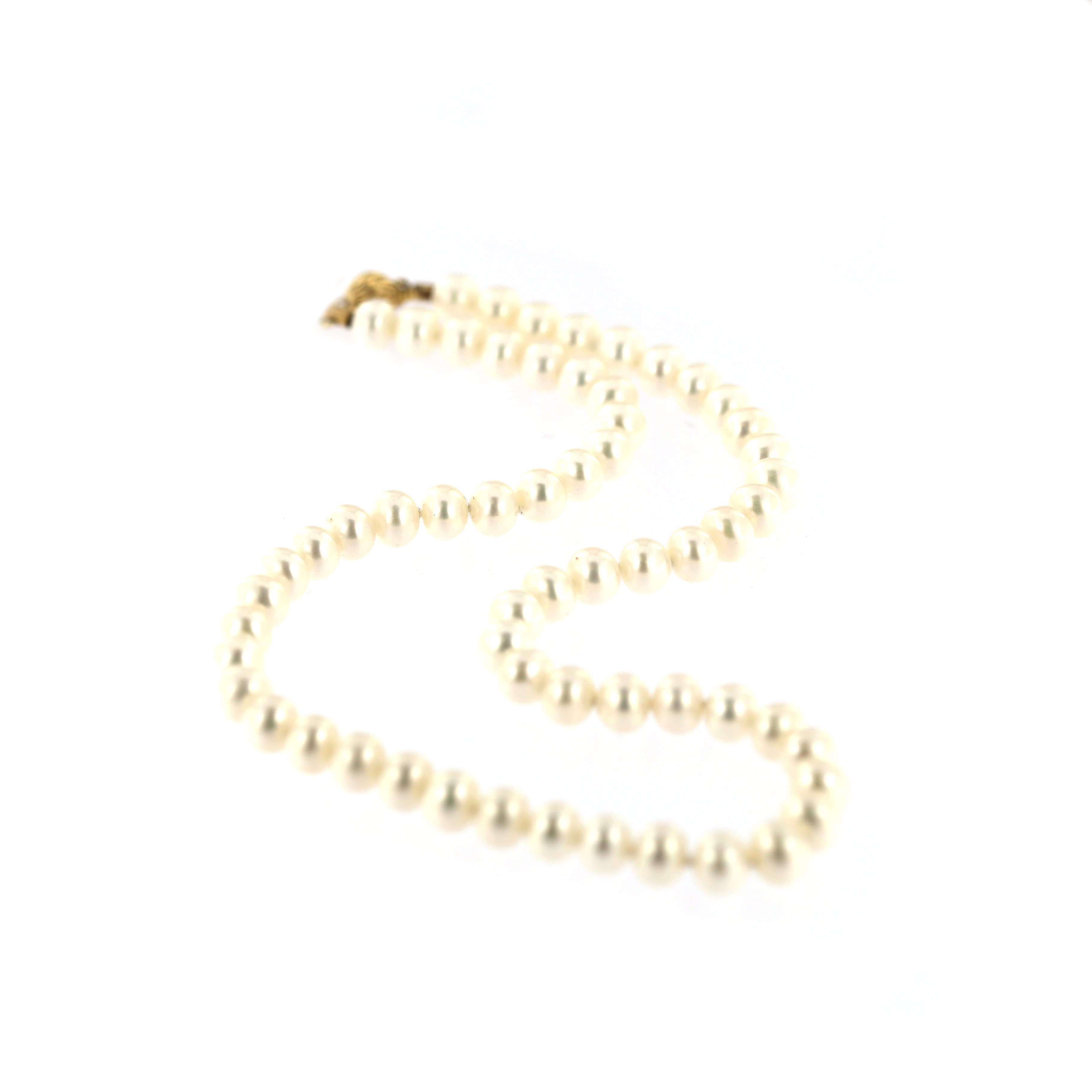 Yellow gold pearl strand necklace CPRLG02-03
