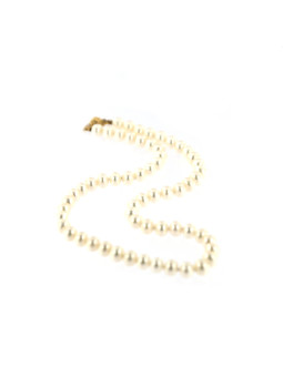 Yellow gold pearl strand necklace CPRLG02-03-1