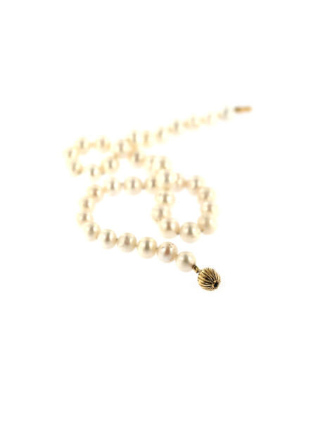 Yellow gold pearl strand necklace CPRLG02-05