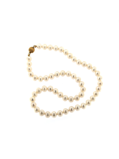 Yellow gold pearl strand necklace CPRLG02-07