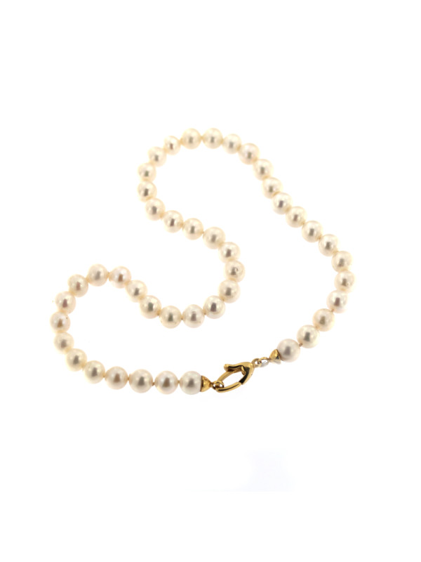 Yellow gold pearl strand necklace CPRLG02-08