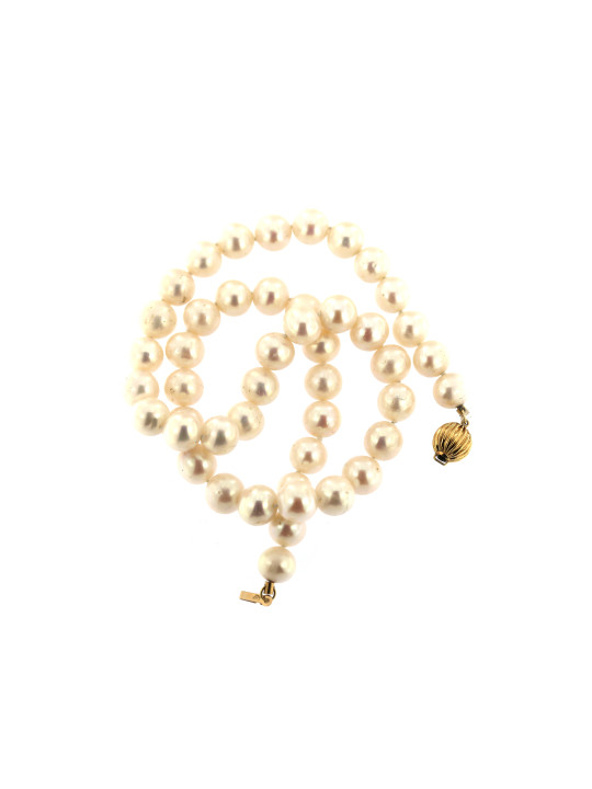 Yellow gold pearl strand necklace CPRLG03-01