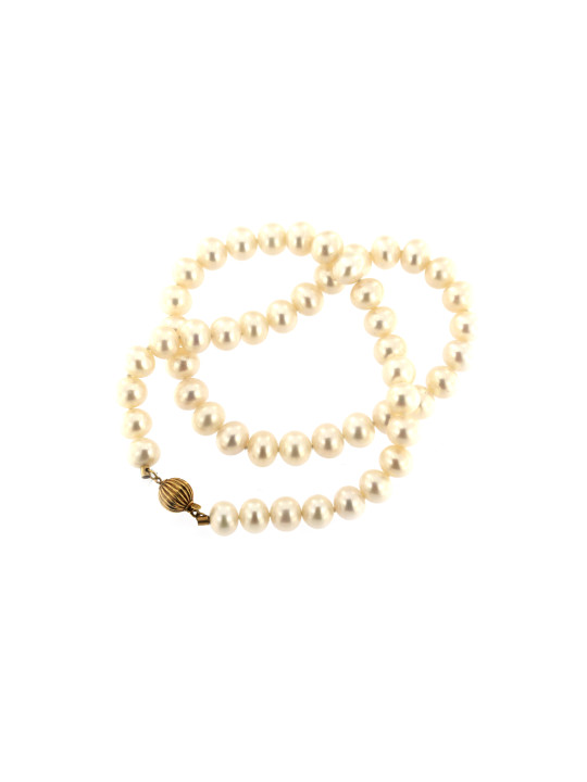 Yellow gold pearl strand necklace CPRLG03-06