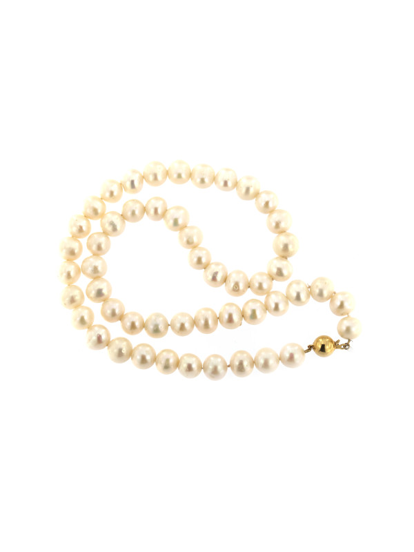 Yellow gold pearl strand necklace CPRLG03-07