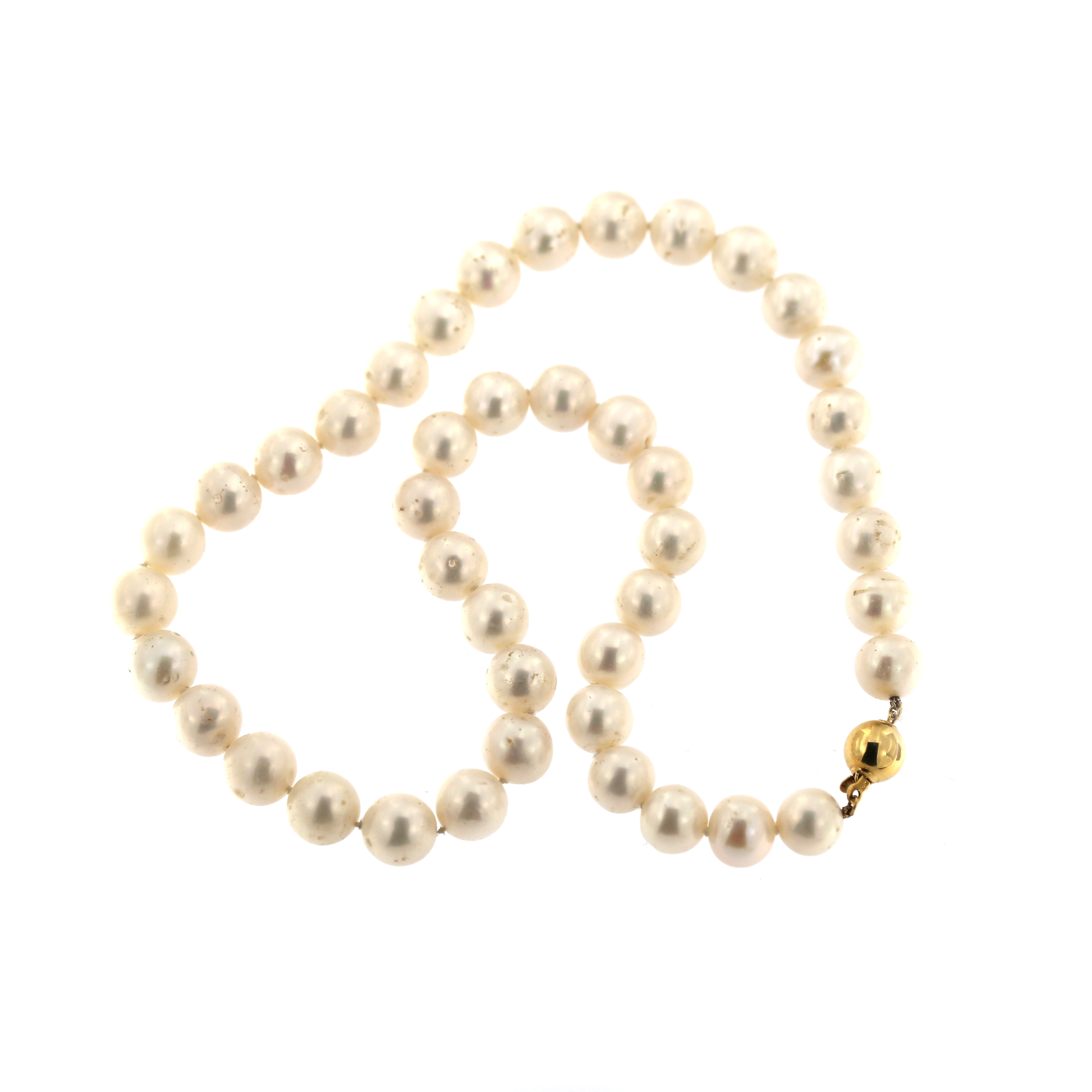 Yellow Gold Pearl Strand Necklace Cprlg03 10