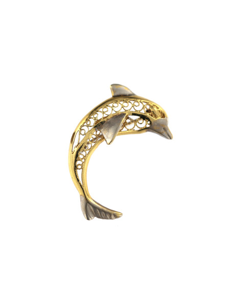 Yellow gold dolphin brooch FGS05-01